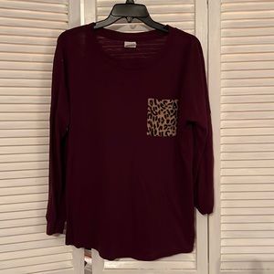 Burgundy long sleeve PINK by Victorias Secret shirt